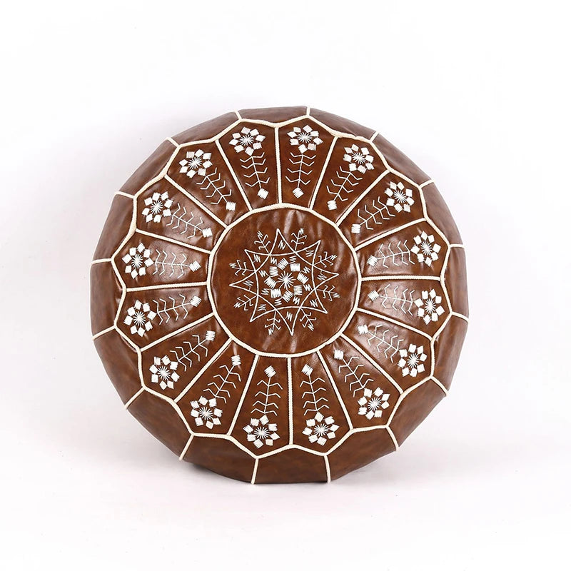 Vue de dessus du pouf rond montrant sa forme parfaite