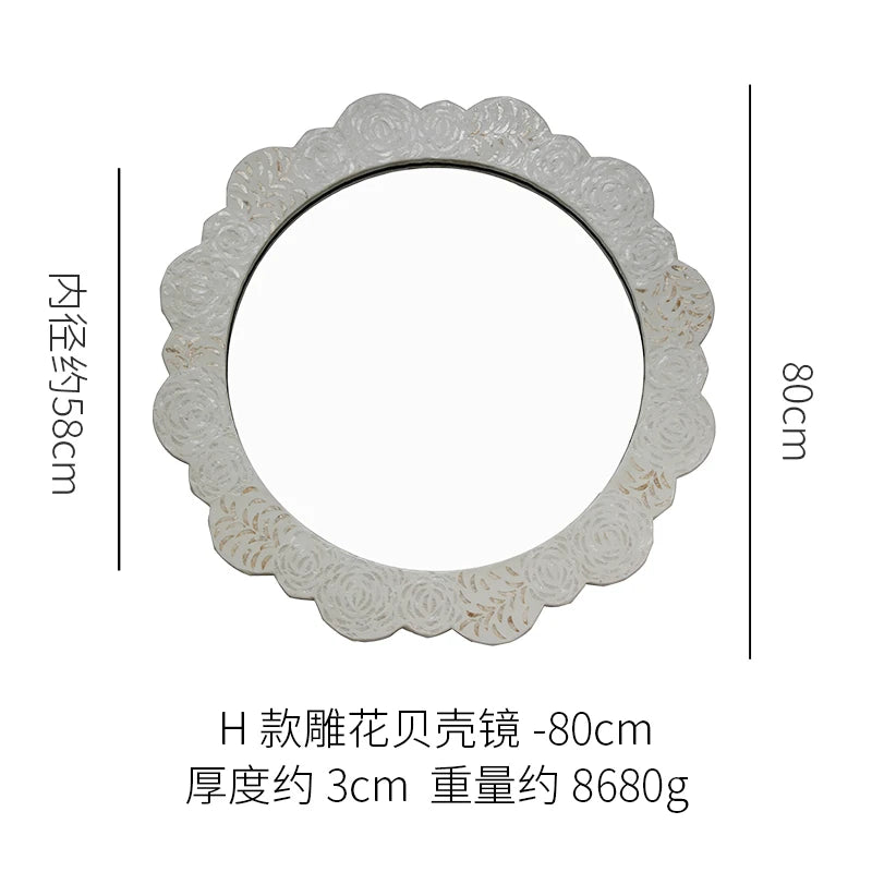 miroir rond mural blanc gris moderne décoration maison tapisserie plantes fixations