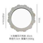miroir rond mural blanc gris moderne décoration maison tapisserie plantes fixations