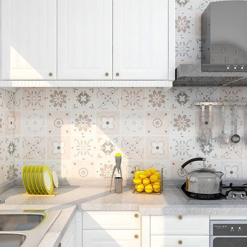 Autocollant mural cuisine antidérapant motif bohème couleur beige