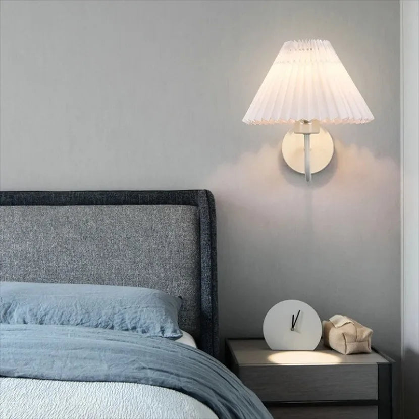 lampe murale moderne or plissée éclairage chambre coucher salon led fixée mur