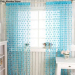 rideau moderne bleu coeurs transparent fenetre polyester maison bleu clair