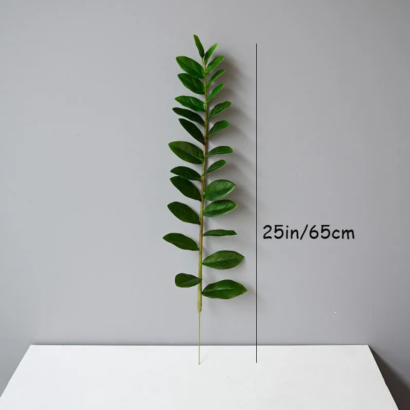 plantes artificielles branches vertes feuilles simples extérieur moderne pot blanc exposé