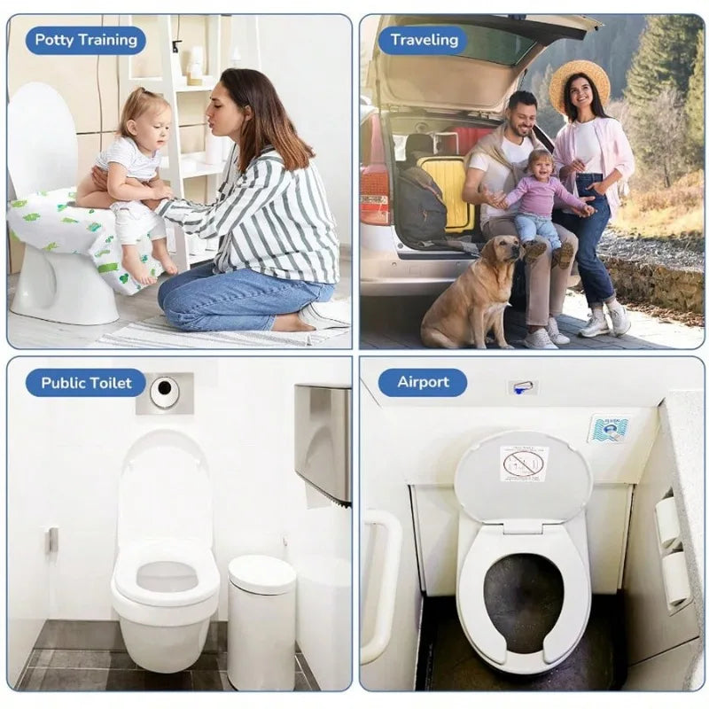 couvre siège toilette jetable blanc motif jouets moderne points adhésifs pack 10 20 30