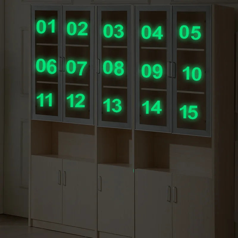 autocollants lumineux chiffres vert fluo moderne adhésif nuit décoration mur chambre enfants