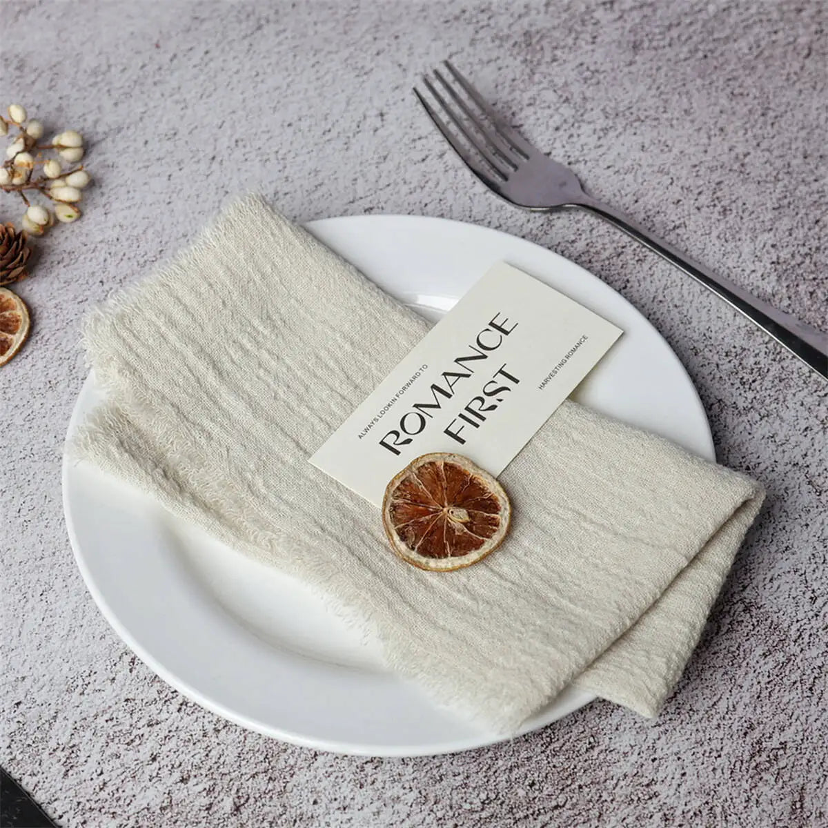lot 10 serviettes table coton naturel rustique décoration maison