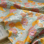 tissu brocart floral rose feuillage semi transparent polyester decoratif élégant jupe sac main