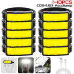 lampe frontale rechargeable led usb camping pêche chasse bande rétractable indicateur puissance moderne noire