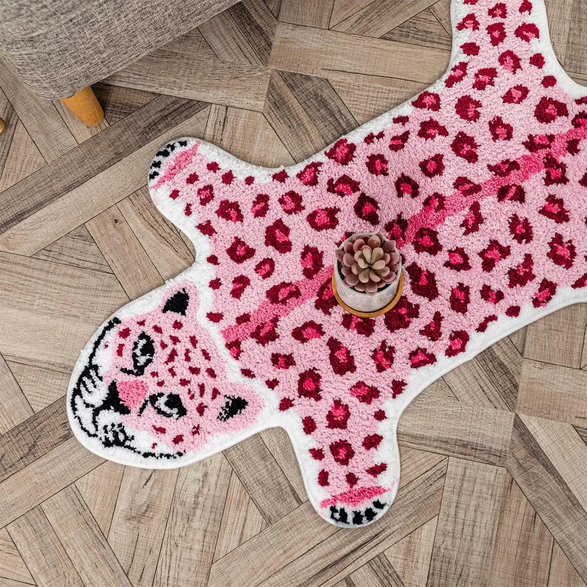 tapis moderne rose tigre polyester antidérapant imperméable salon chambre voyage
