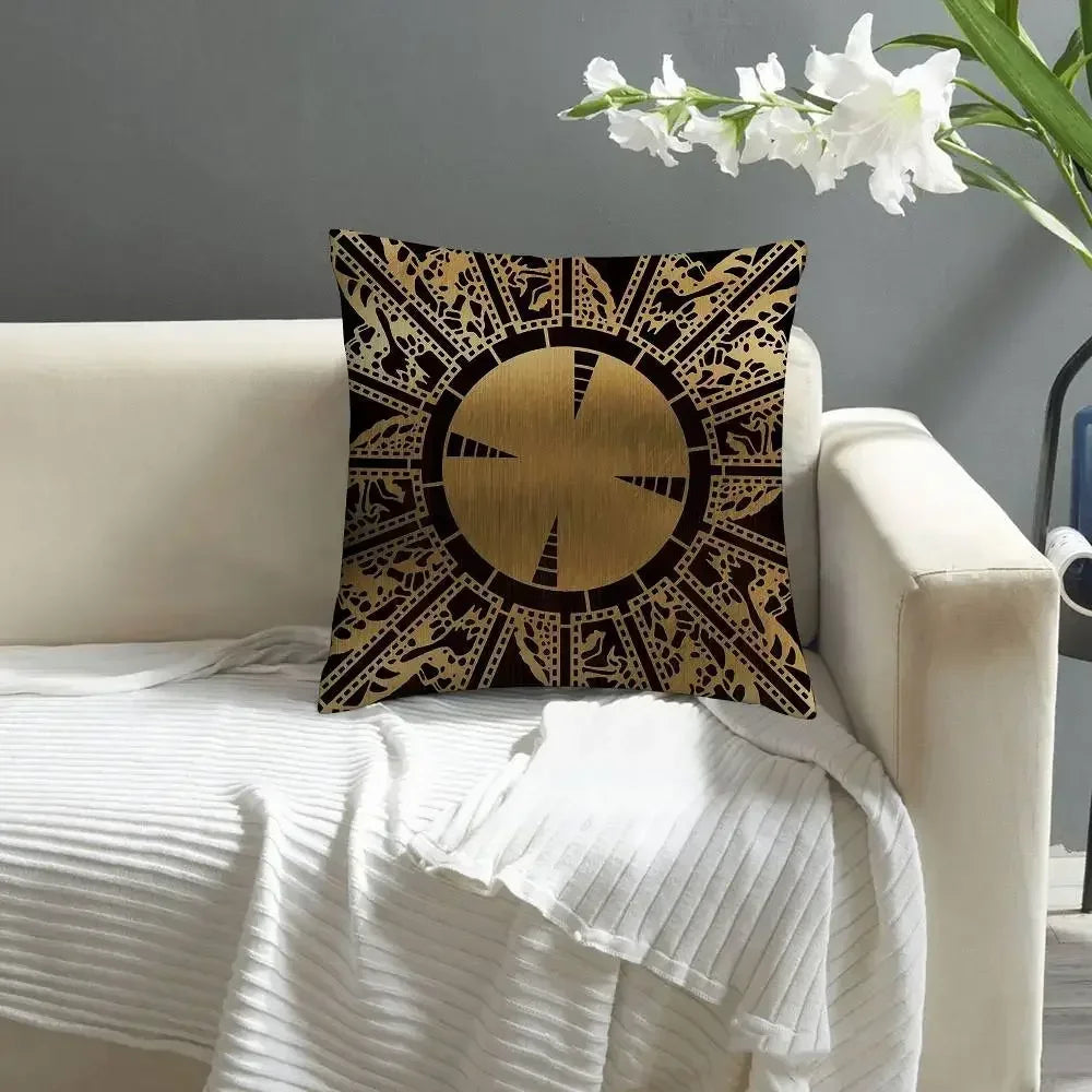 taie d'oreiller moderne motif géométrique noir doré double face courte peluche lit carré 45x45cm
