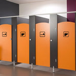 sticker porte wc moderne rond toilette orange noir marron clair blanc vis fixé acrylique