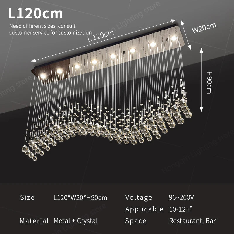 suspension lumineuse moderne cristal transparente argentée led 90 260v