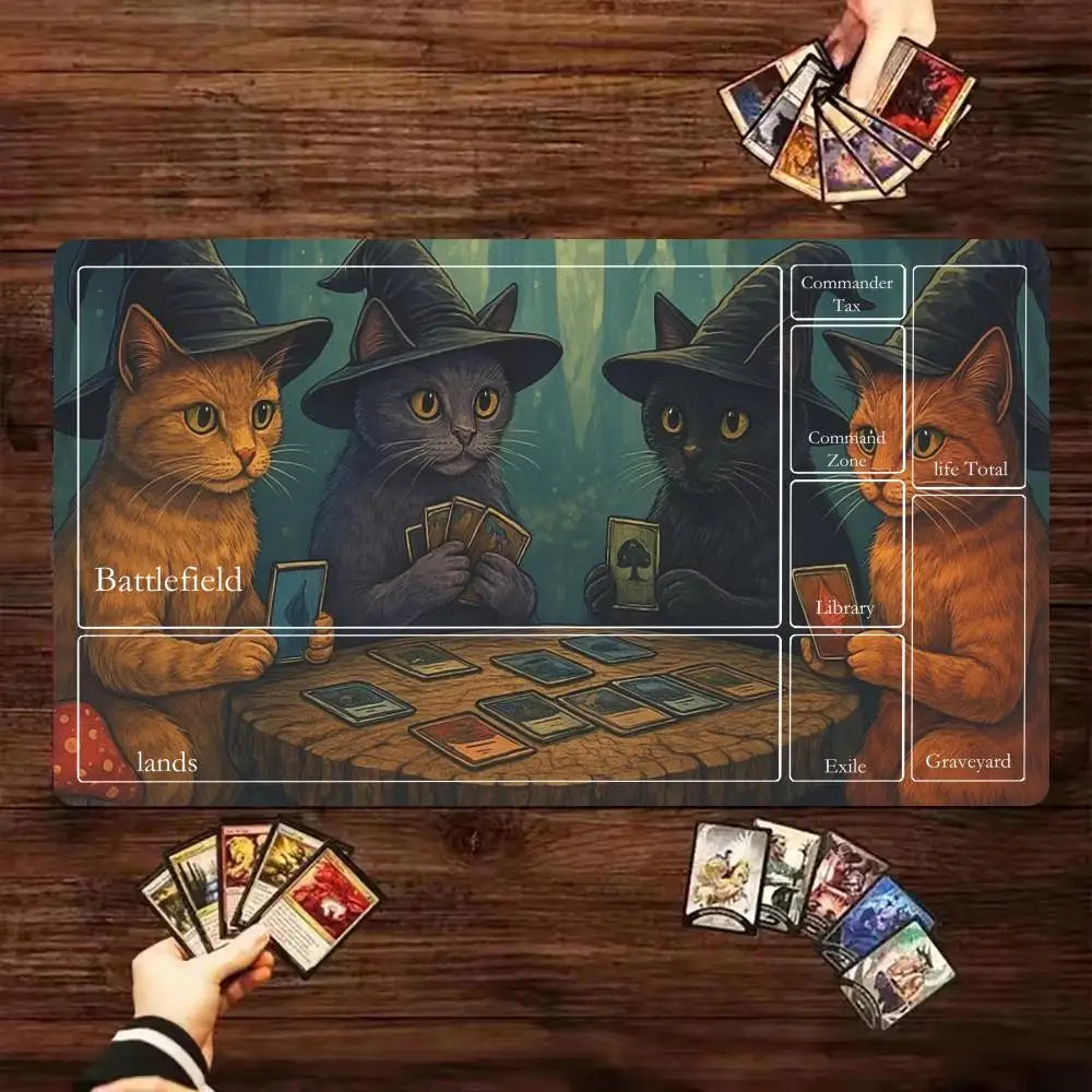 tapis jeu multicolore chats sorcières cartes non glissant illustration art opacité gaming