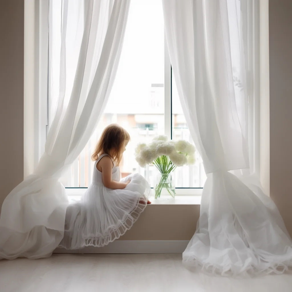 rideaux blancs tulle transparent moderne fin léger décoration intérieure épuréeôtel chambre coucher