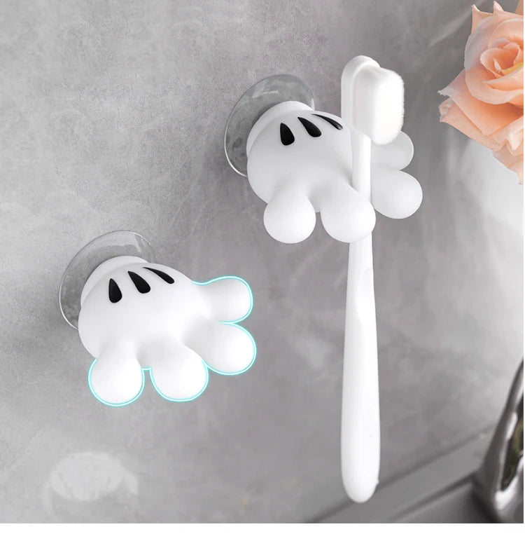support mural décoratif main mickey blanc ventouse brosses dents chargeurs accessoires bain