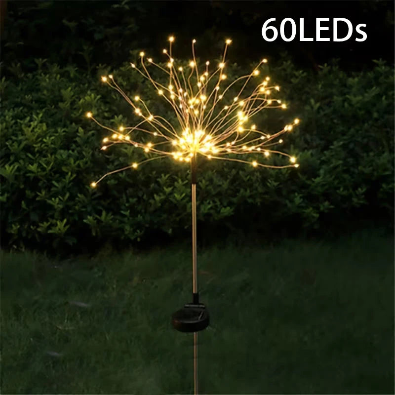 lumières solaires feux d'artifice multicolores modernes extérieures autoinstallation festive led jardin patios cour