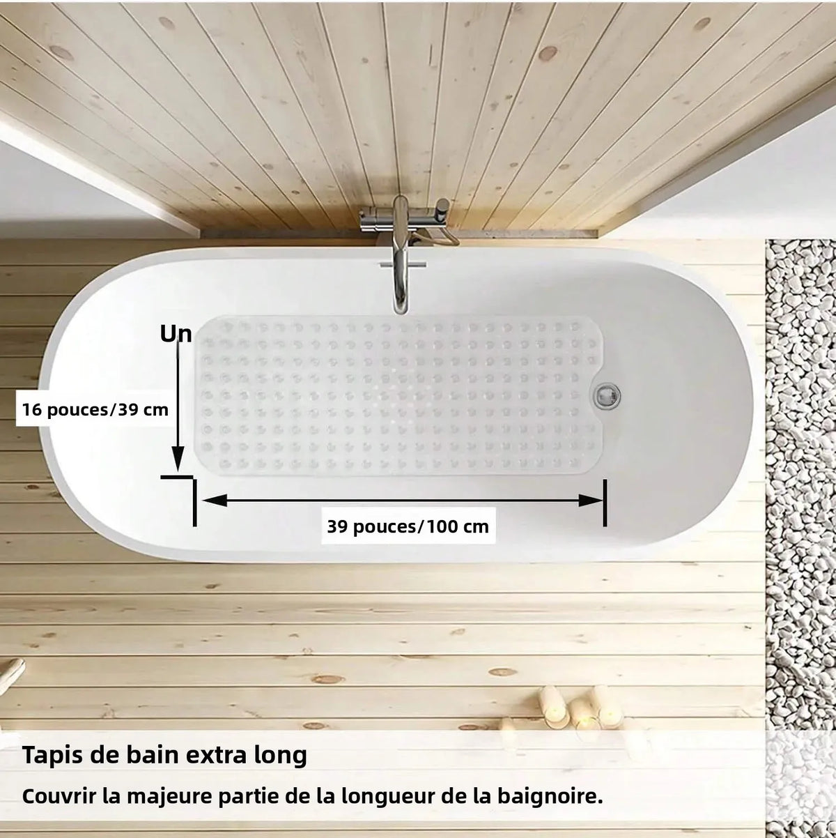 tapis bain moderne transparent perforations ventouses antidérapant doux salle bain