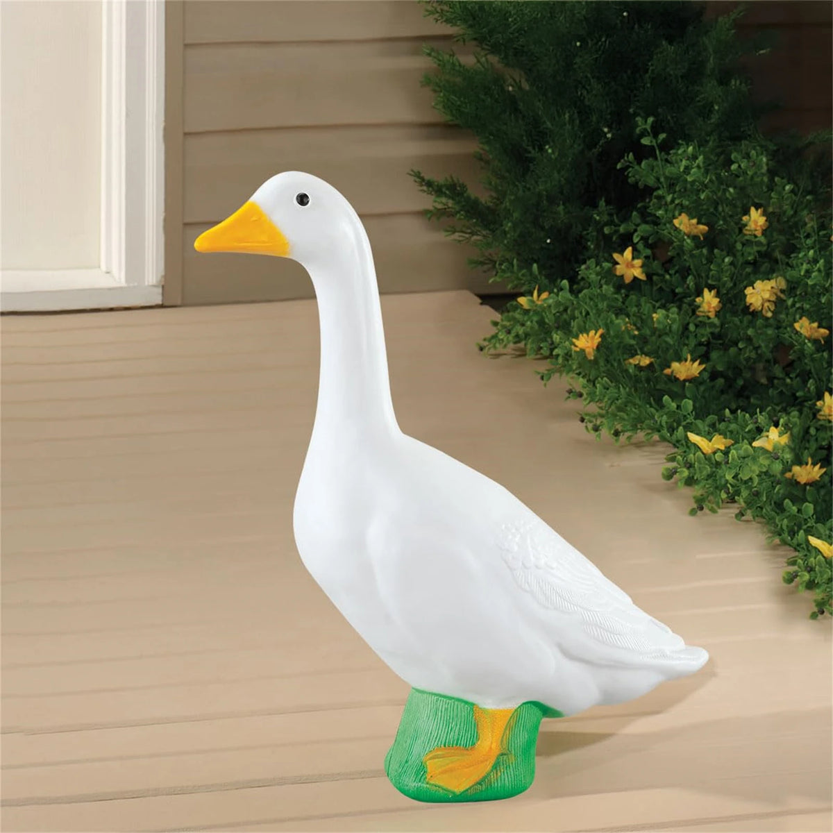 statue canard blanc jaune vert jardin décoration intérieur figurine animaux gobelet plumes