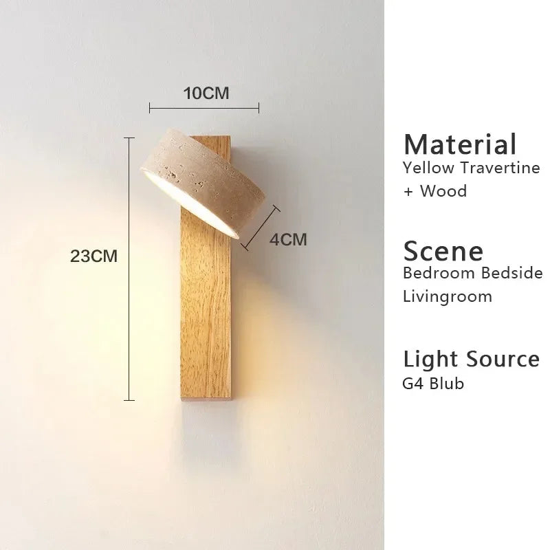 lampe murale led bois naturel interrupteur tissu beige moderne fixée cuisine chambre