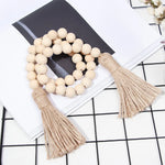 bois boho chic tassel coton beige clair décoration murale moderne ornement rondes lisses