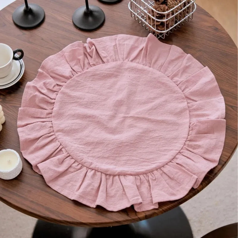 placemats ruchés vert clair rose bleu clair beige élégants table restaurant mariage 30cm 38cm