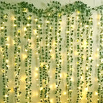 guirlande lumineuse feuilles vertes lierre lumière blanche moderne décoration chambre vacances télécommande usb