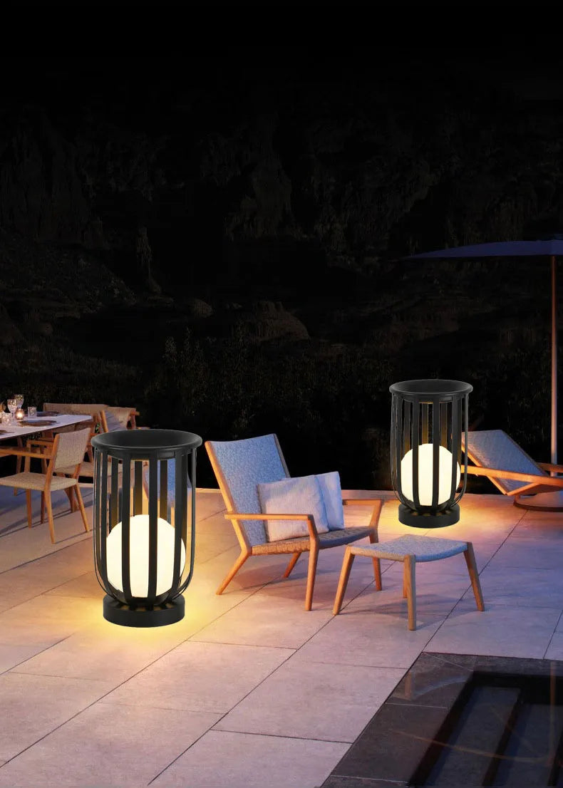 lampe solaire moderne noir rayures verticales ip65 led