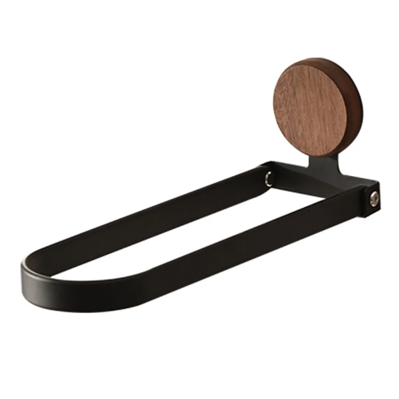 porte serviettes mural pliable aluminium noir bois moderne minimaliste fixations vis serviette blanche