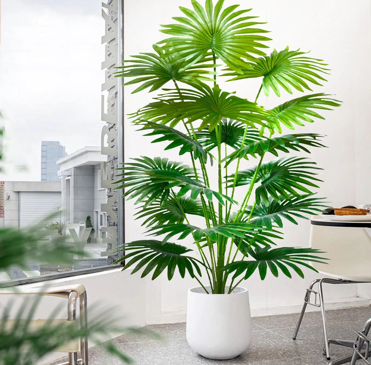 plante artificielle feuilles fanées vert moderne pot décoration extérieure exposition grande taille
