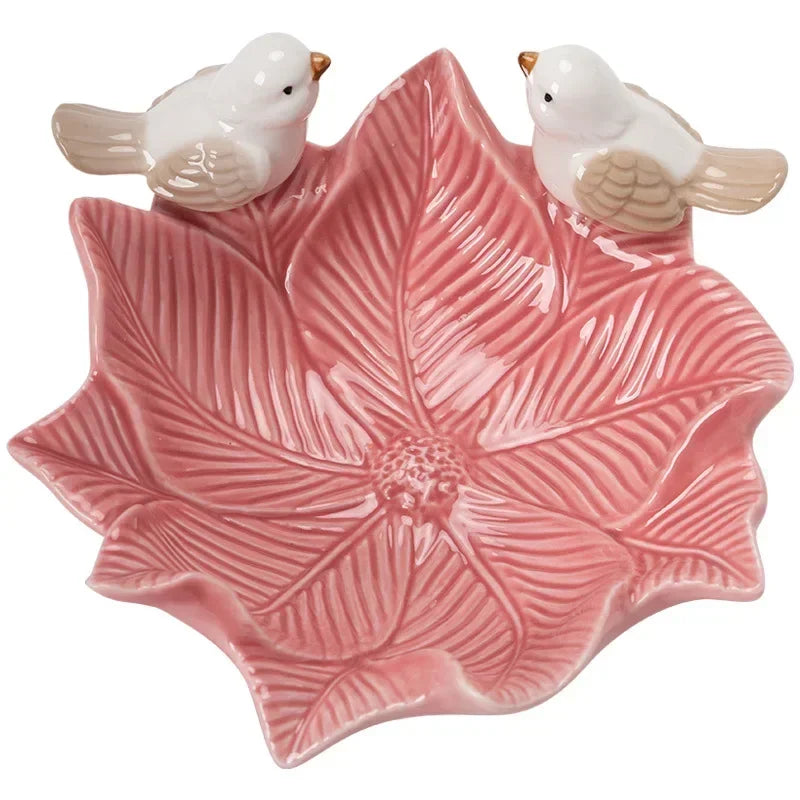 assiettes feuilles oiseaux reliefs cupcakes décoratives naturelles verte rose blanche