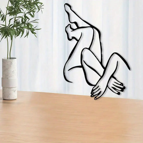 sculpture murale noir figure humaine abstraite contour simple contemporain chambre salon decoration