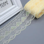 ruban dentelle polyester largeur 75mm couleurs rouge rose vert bleu motifs floraux classique