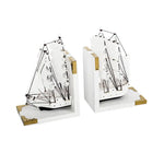 support livres bateau voiles transparentes clips dorés moderne décoratif noir blanc