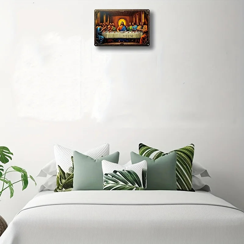 décoration murale métal cène religieuse plaque rectangulaire 3d imprimée aluminium