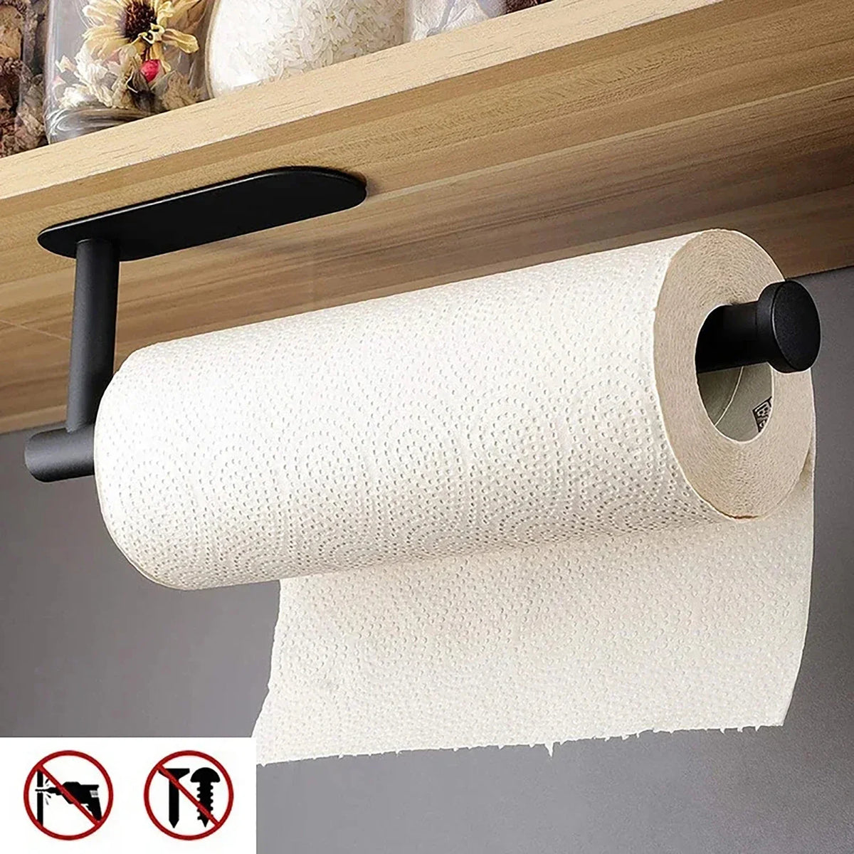 porte serviettes adhésifs modernes noirs opaques salle bains accessoires cuisine papier essuie mains rangement