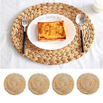 Variante verte du set de table en paille naturelle