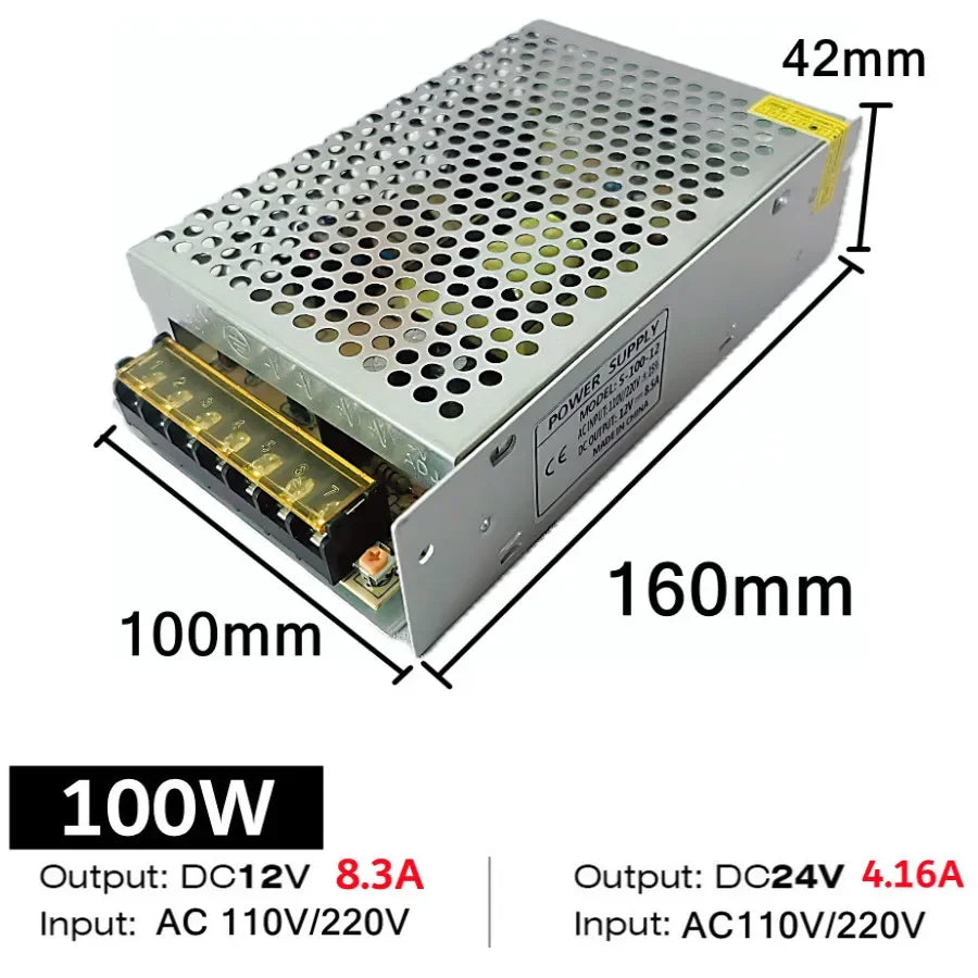 transformateur alimentation électrique ac vers dc bande led intérieur aluminium 12v 24v 48v