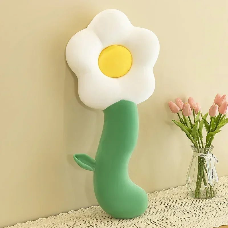 coussin fleur plush orange jaune vert rose blanc moderne long doux décoration salon chambre