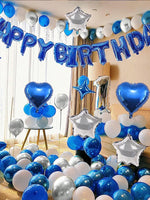 Bannière joyeux anniversaire bleue pour fête