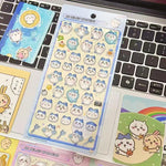 stickers 3d kawaii animaux mignons lapins chats blanc beige bleu rose vert clair jaune