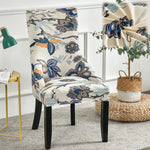housse chaise velours extensible imprimé floral fauteuil salle manger moderne décoration