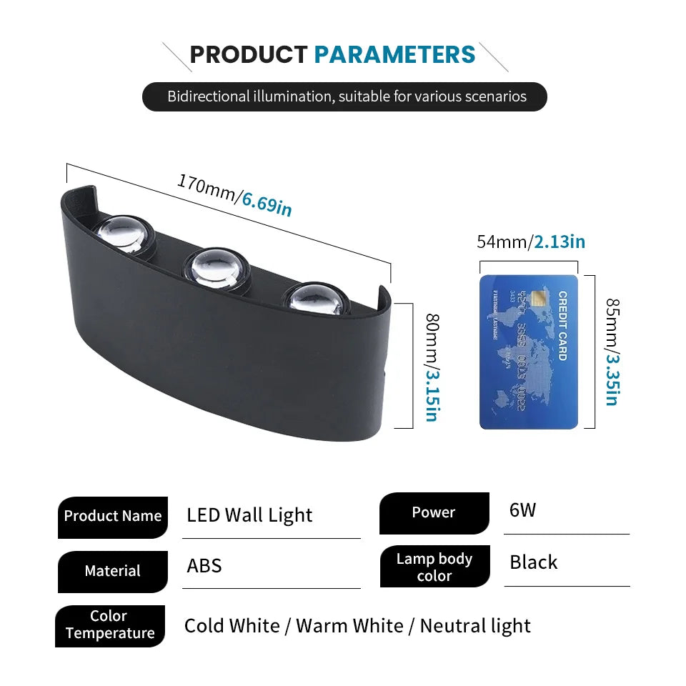 applique murale led moderne noir blanc 6w 2492000lm cuisine chambre salon entréeétude