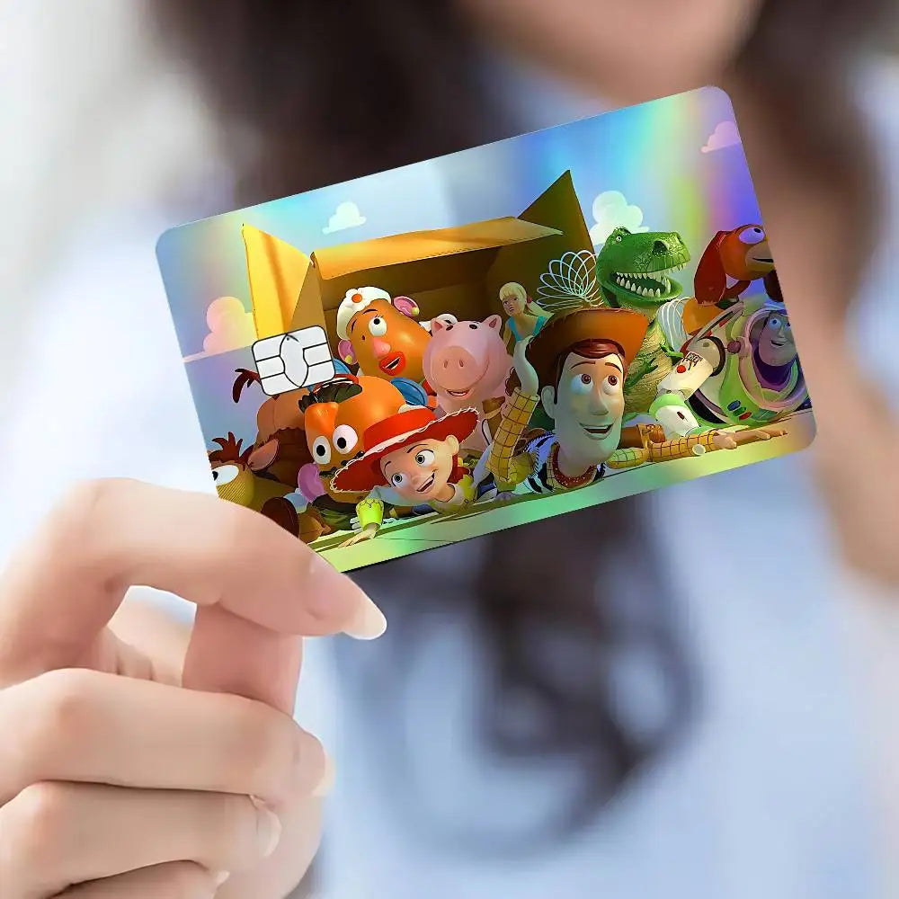 autocollant réfléchissant carte multicolore dessins animés personnages moderne bleu violet rose jaune vert
