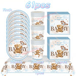 assiettes jetables anniversaire ours enceinte ballons napkins tablecloth thème bébé festive