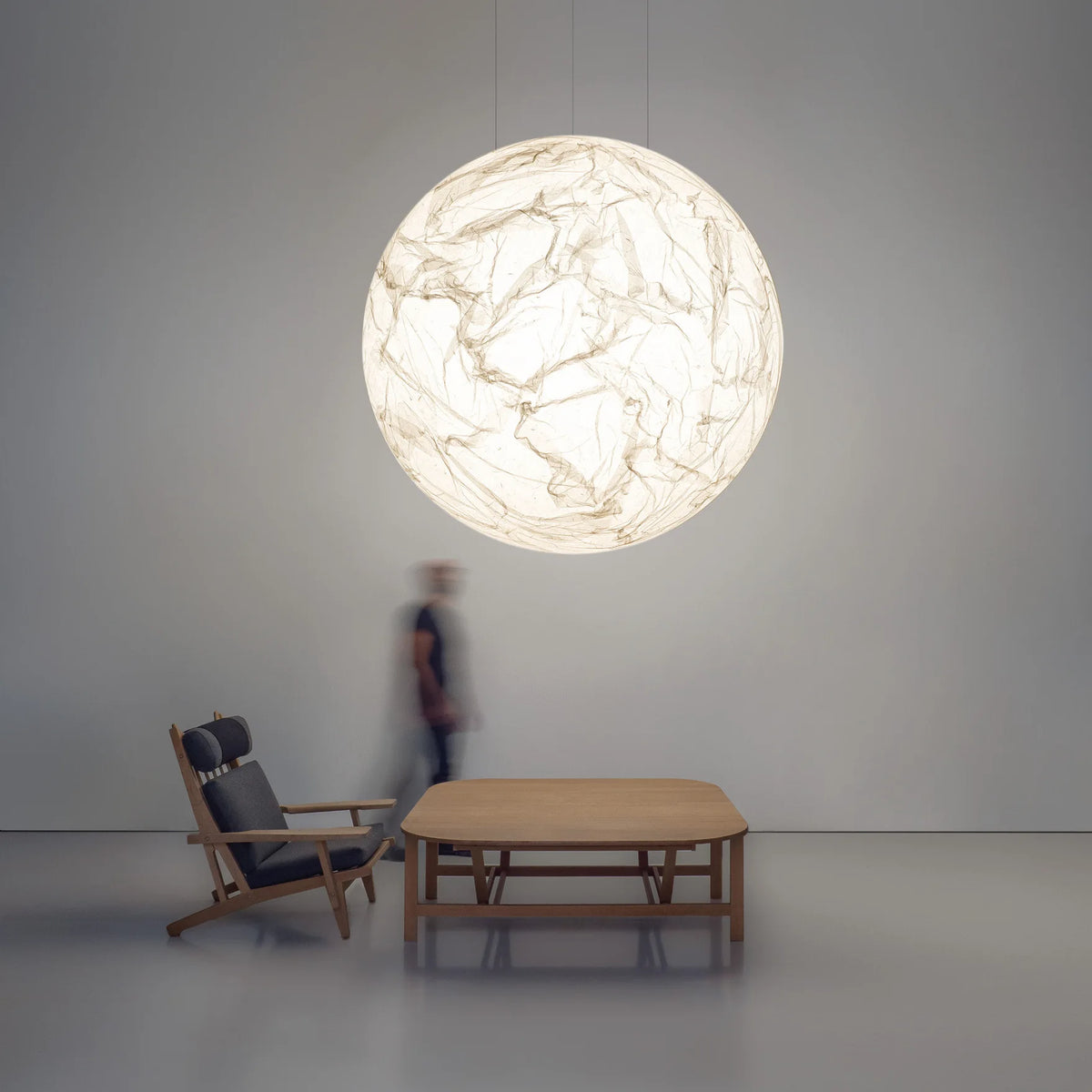 suspension lumineuse moderne marbrée blanc beige gris câble suspendu résine led éclairage 10 15mètres
