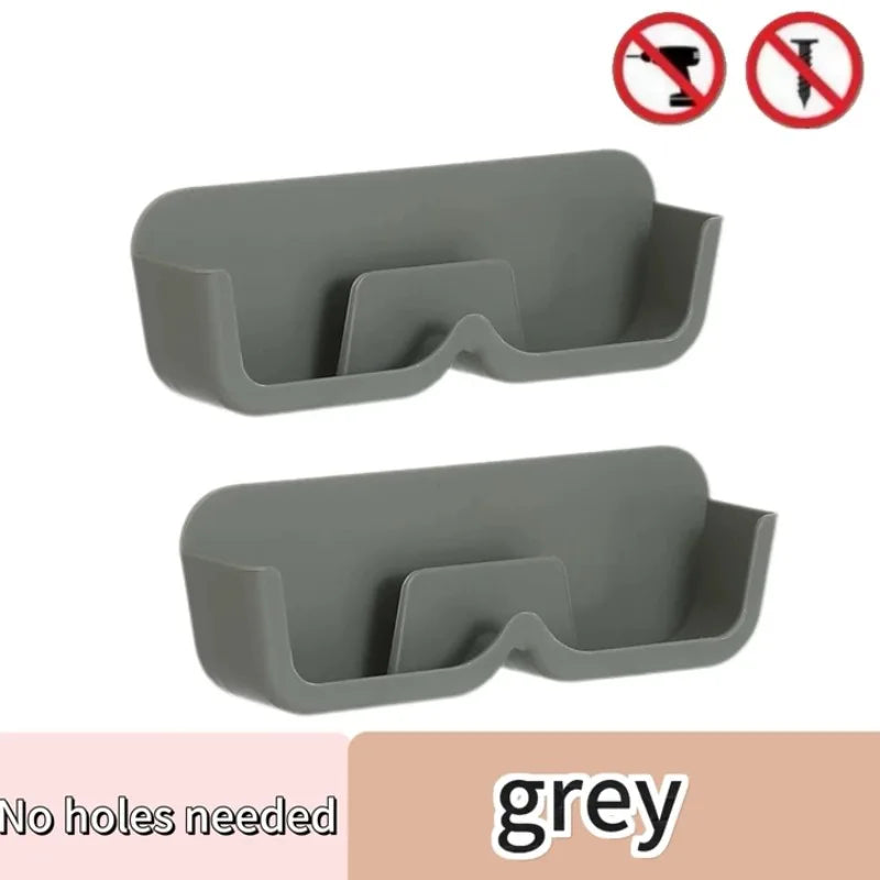 porte lunettes mural adhésif transparent blanc gris moderne rangement anti pression chevet soleil