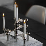 Support bougie argenté moderne modular géométrique contemporain décoration table mariage