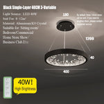 suspension lumineuse moderne or noir strass circulaire chambre salon led