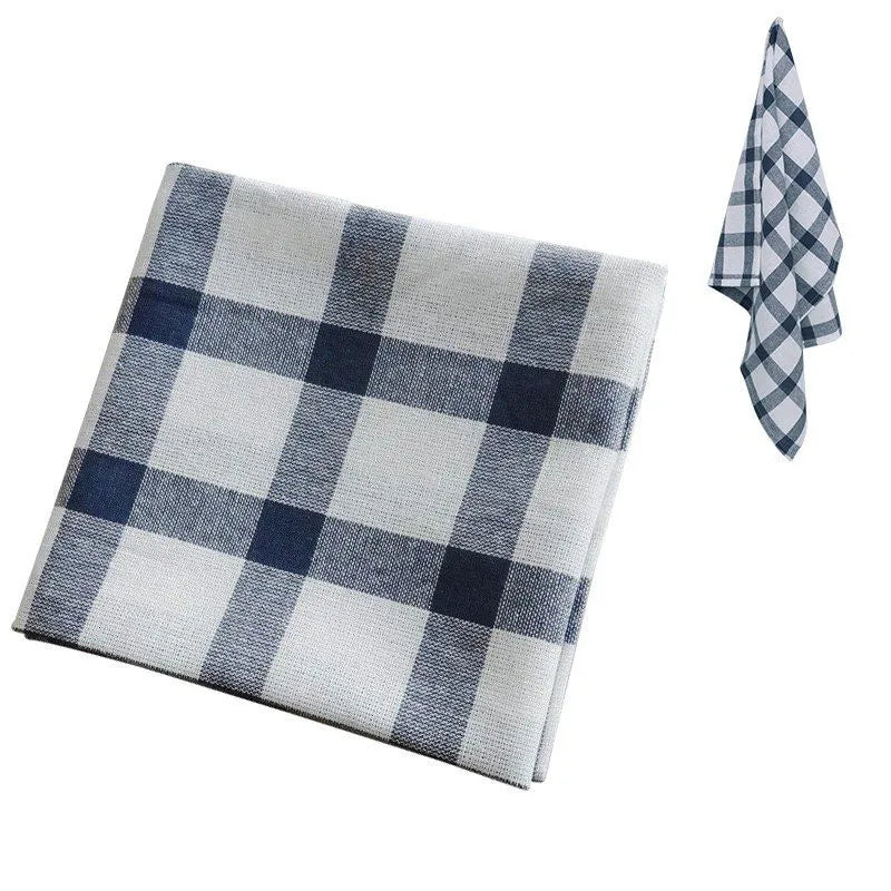 serviettes table coton bleu marine blanc rayures carreaux classique rustique