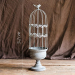 Cage oiseaux vintage métal gris filetage rustique plante oiseau décorative patio rural